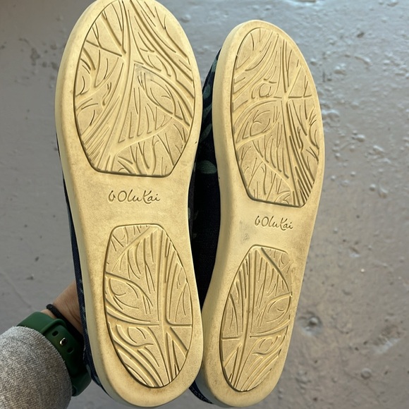 Olukai Nohea Canvas Print Slip On Shoes Drop in Heel Blue Women - size 9 - Picture 4 of 5